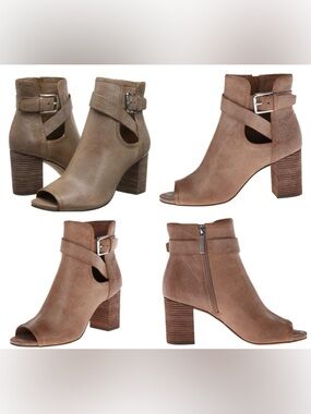 Donald J. Pliner | Light Brown Leather Peep Toe Ankle Boot / Bootie | Size 8.5